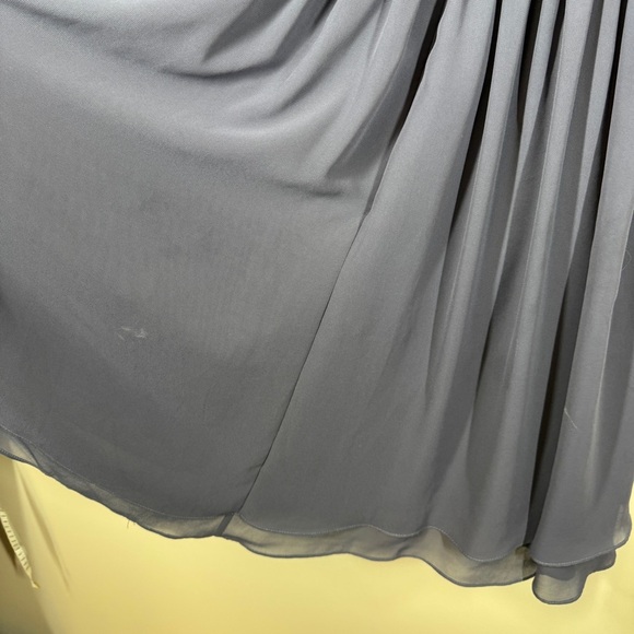 Azazie Bridesmaid Formal Dusty Blue Bow Front Midi Dress No Size Tag - Picture 6 of 16